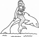 Coloring Mermaid Pages Dolphin Popular sketch template