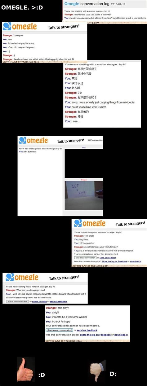 omegle domegle conversation log 2010 04 19you re now chatting with a random stranger say