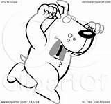 Attacking Dog Cartoon Clipart Outlined Coloring Vector Thoman Cory sketch template