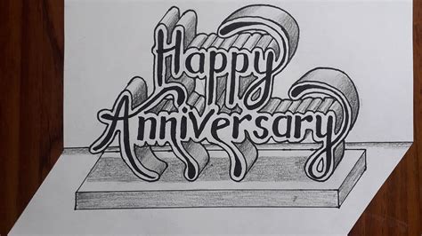 happy anniversary writing  flat paper  drawing art