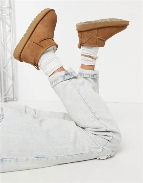 ugg classic ultra mini ankle boots  chestnut asos