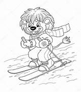 Children Coloring Book Lion Skiing Little Stock Illustration Depositphotos sketch template
