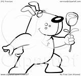 Presenting Romantic Rose Dog Clipart Cartoon Thoman Cory Outlined Coloring Vector 2021 sketch template