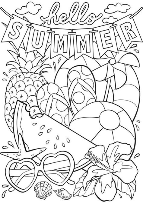 printable summer colouring pages