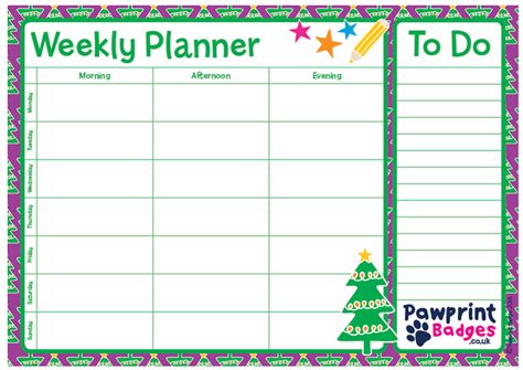weekly planner christmas pawprint family
