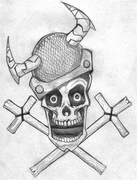 viking skull drawing  getdrawings