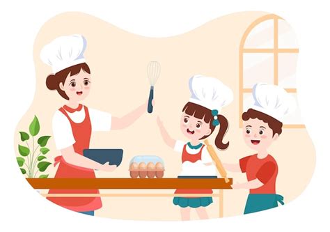 premium vector cooking school  kids  teacher   class