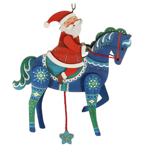 hallmark keepsake pull string horse  santa ornament wood walmartcom