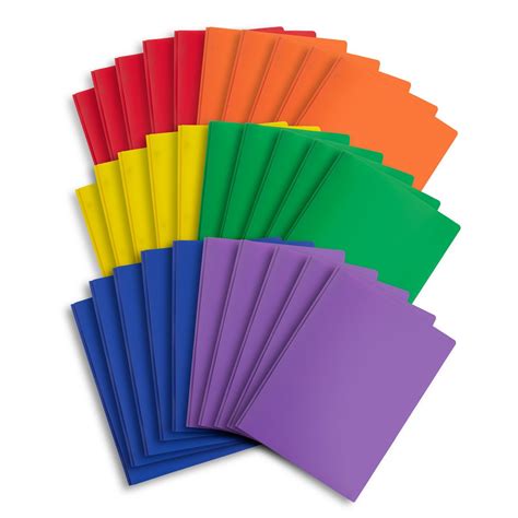 plastic  pocket folders  prongs assorted colors  pack blue