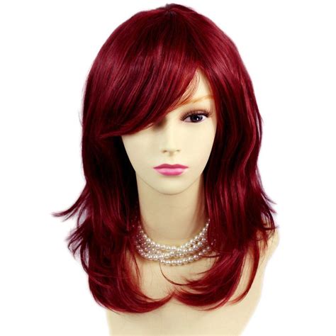 Wiwigs Face Frame Wavy Ends Medium Burgundy Mix Red Ladies Wigs Skin
