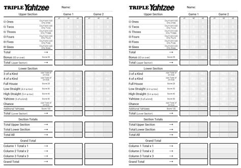 kingofmycastlecom triple yahtzee printable html score sheets