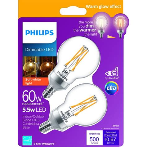 philips  watt equivalent  dimmable  warm glow dimming effect led candelabra base