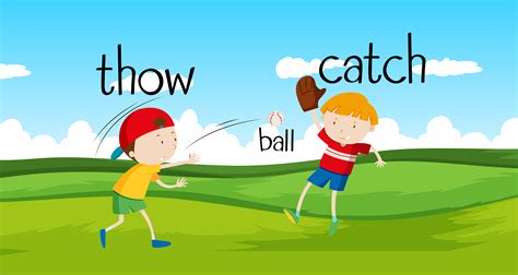 boys throwing  catching ball   field  vector art  vecteezy