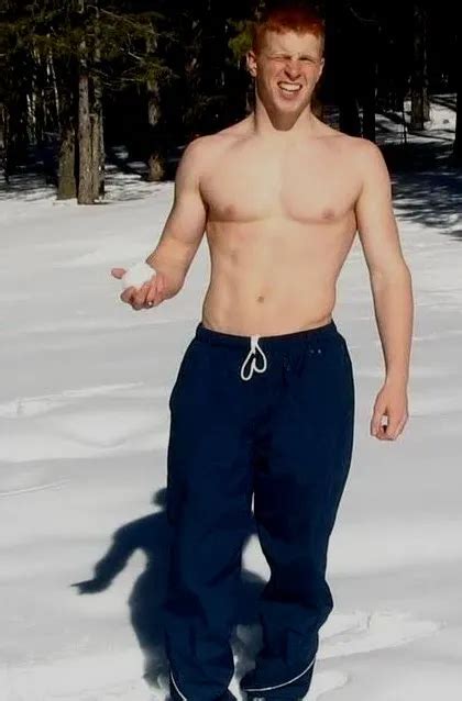 Shirtless Male Frat Jock Ginger Haired Hunk Track Pants Snowball Photo