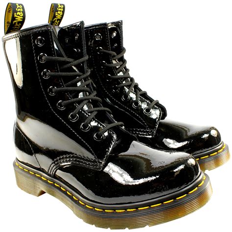 womens dr martens    eyelet patent lamper army combat lace  boot    ebay