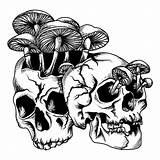 Skull Mushroom Vector Illustration Trippy Drawing Drawings Premium Skulls Psychedelic Save sketch template