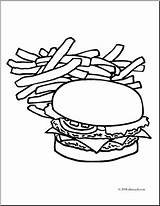 Coloring Fries French Pages Hamburger Outline Clipart Cliparts Printable Clip Color Mcdonalds Library Getcolorings sketch template