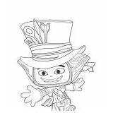 Hatter Mad Coloring Cute Little Tea Having Party sketch template