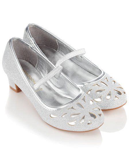 monsoon girls sparkle fabric cutout diamante cha cha size   shoe silver bridesmaid shoes
