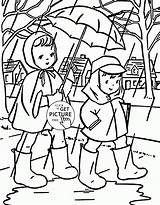 Wuppsy Coloring Pages Rainy Kids Spring sketch template