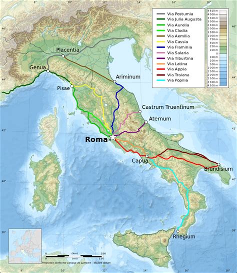 fileitaly topographic map ancient roman roadssvg wikipedia roman roads italy map map