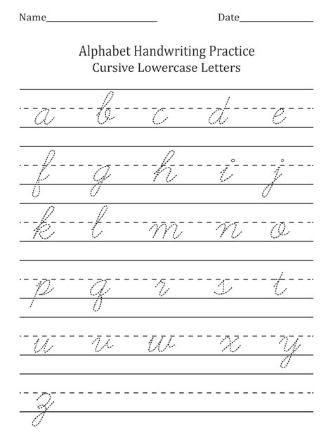 cursive writing worksheet small letters    cursive writing
