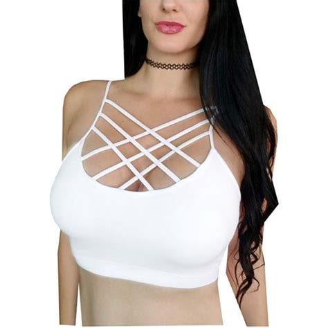 kaylee xo sexy caged strappy lace up criss cross layering bralette