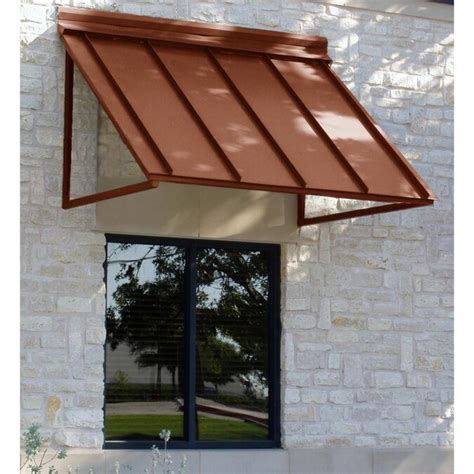 awntech houstonian   wide    projection copper solid vertical patio fixed awning