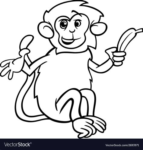 monkey  banana coloring page royalty  vector image