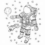 Coloring Astronaut Planets sketch template