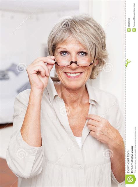 Elderly Lady With Reading Glasses Royalty Free Stock Images Image
