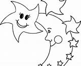 Moon Coloring Pages Crescent Stars Sun Colouring Getcolorings Printable Color Print sketch template