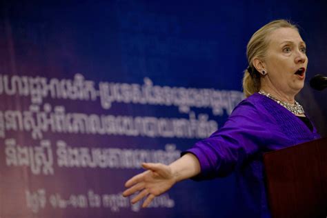 us secretary of state hillary clinton gives a speech during the second friends of lower mekong