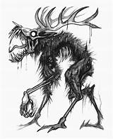 Creatures Wendigo Mythical Fantasy Draws Assustadores Macabra Escura Anthropophagy Blackwood Beasts sketch template