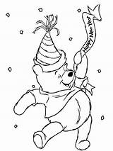 Pooh Coloring Pages Winnie Printable Bear Year Kids Colouring Disney Happy Birthday sketch template