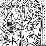 Coloring Picasso Pablo Mirror Girl Cubism Painting Before Pages Color Designlooter Paintings Choose Board 560px 54kb sketch template