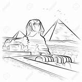 Sphinx Giza Drawing Pyramids Egypt Pyramid Vector Illustration Getdrawings sketch template