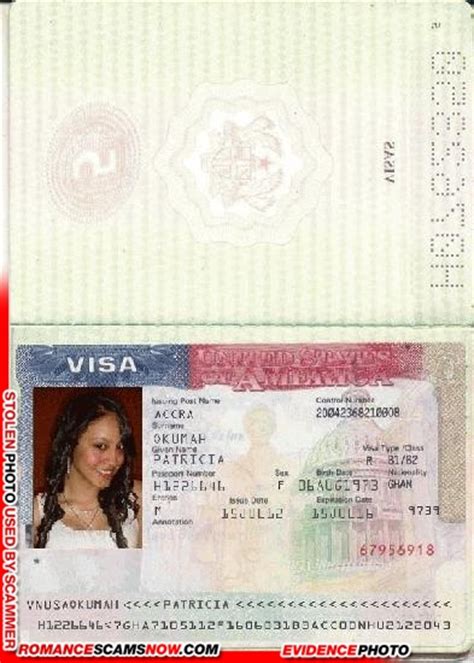 u s a visa patricia okumah ghana passport h0762359 — scars rsn romance scams now