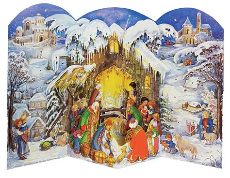 traditional german advent calendars  large nativity jesus  born alpen schatz