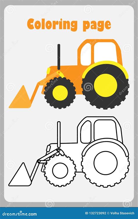 bulldozer  cartoon style coloring page education paper game