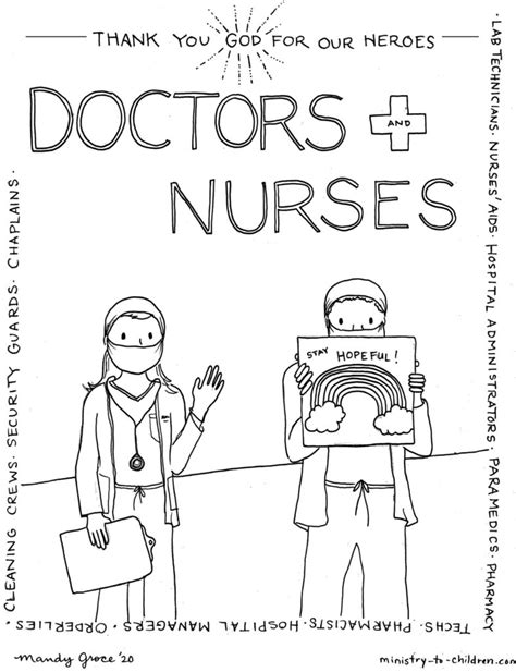 coloring page healthcare workers  heroes doctors  nurses