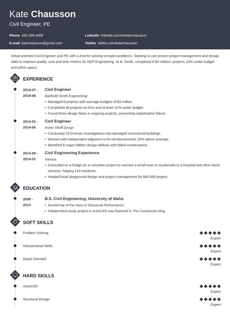 civil engineer resume examples writing guide template