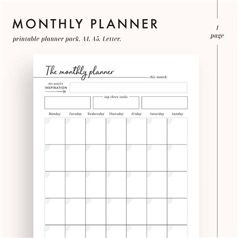 monthly planner printable planner monthly calendar monthly etsy