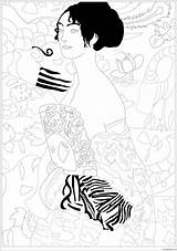 Klimt Coloring Gustav Pages Fan Lady Jim Adults Color Kids Inspired Children Justcolor Piece Master Masterpieces Print Few Details Book sketch template