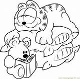 Garfield Coloring Sleeping Cushion Pages Coloringpages101 sketch template