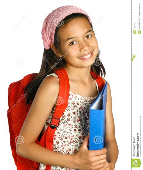 Schoolgirl Of Mix Ethnicity Holding A Blue Folder Royalty