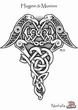 Munin Hugin Muninn Huginn Norse Odin Wikinger Ravens Oberschenkel Keltisch Runes Johansson Celtic Keltische Rune Cooltattoo sketch template