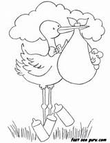 Baby Stork Coloring Pages Carrying Printable Template Boy sketch template