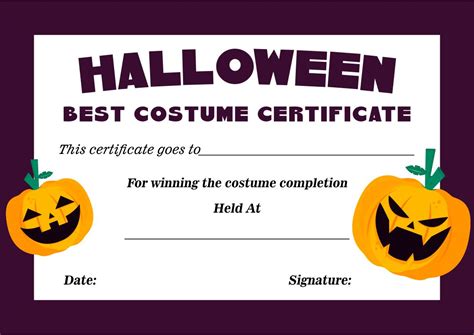 costume contest awards printable