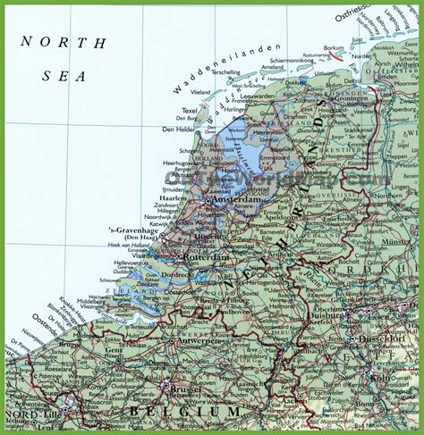 detailed map  netherlands  cities  towns